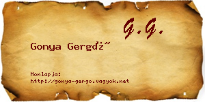 Gonya Gergő névjegykártya
